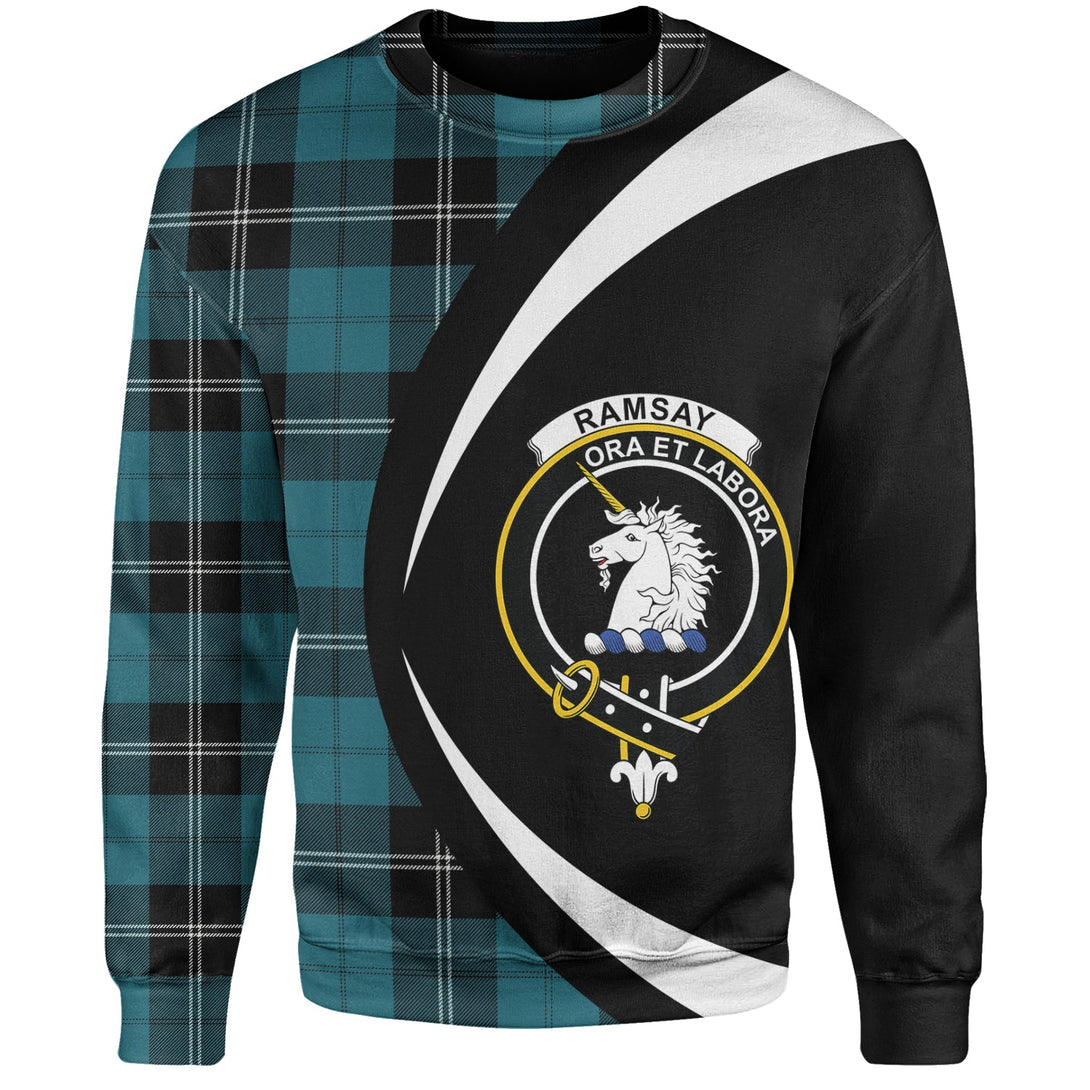 Ramsay Blue Ancient Clan Badge Tartan Sweatshirt Circle Style Personalized