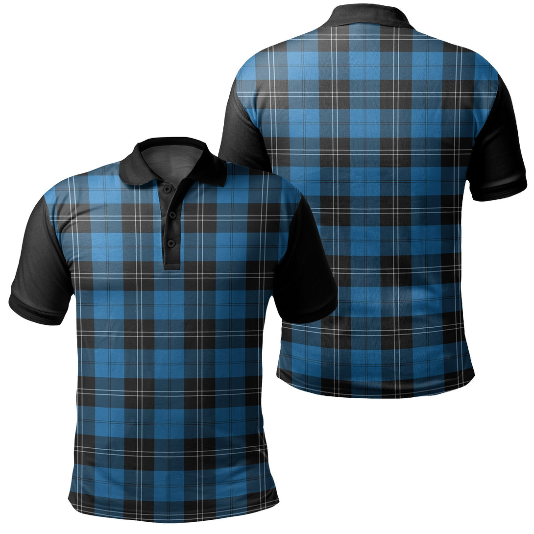 Ramsay Blue Ancient Tartan Classic Polo Shirt Black Neck 1 Style