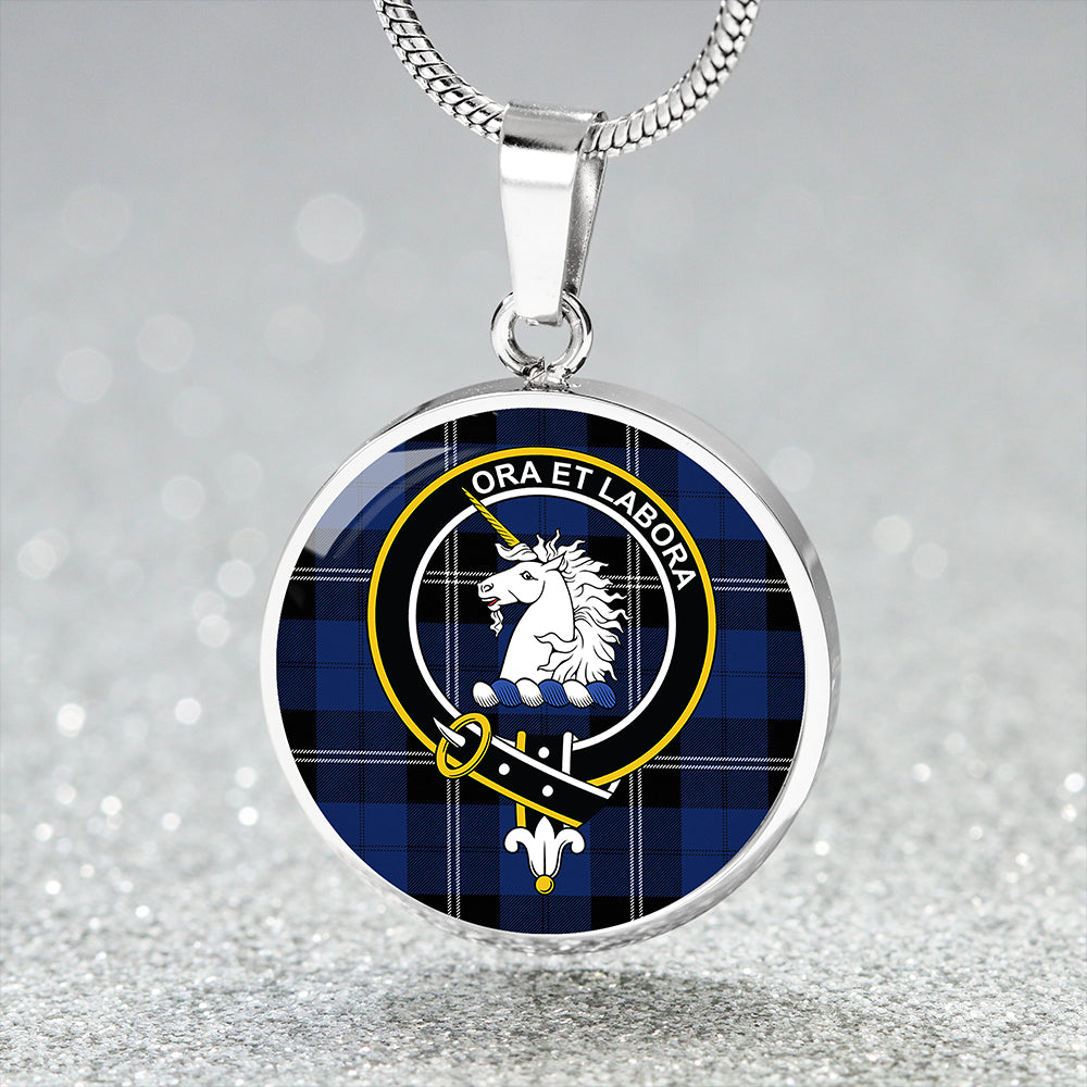 Ramsay Blue Modern Clan Badge Tartan Classic Circle Necklace