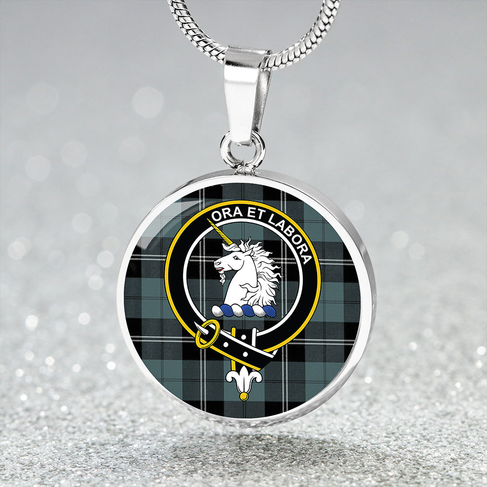 Ramsay Blue Weathered Clan Badge Tartan Classic Circle Necklace