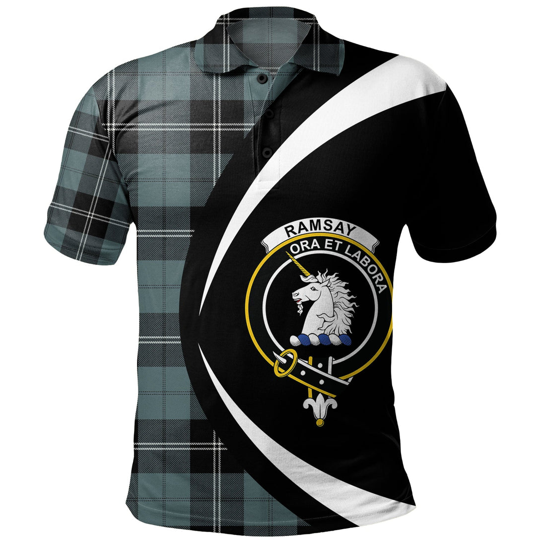 Ramsay Blue Weathered Clan Badge Tartan Polo Shirt Circle Style Personalized