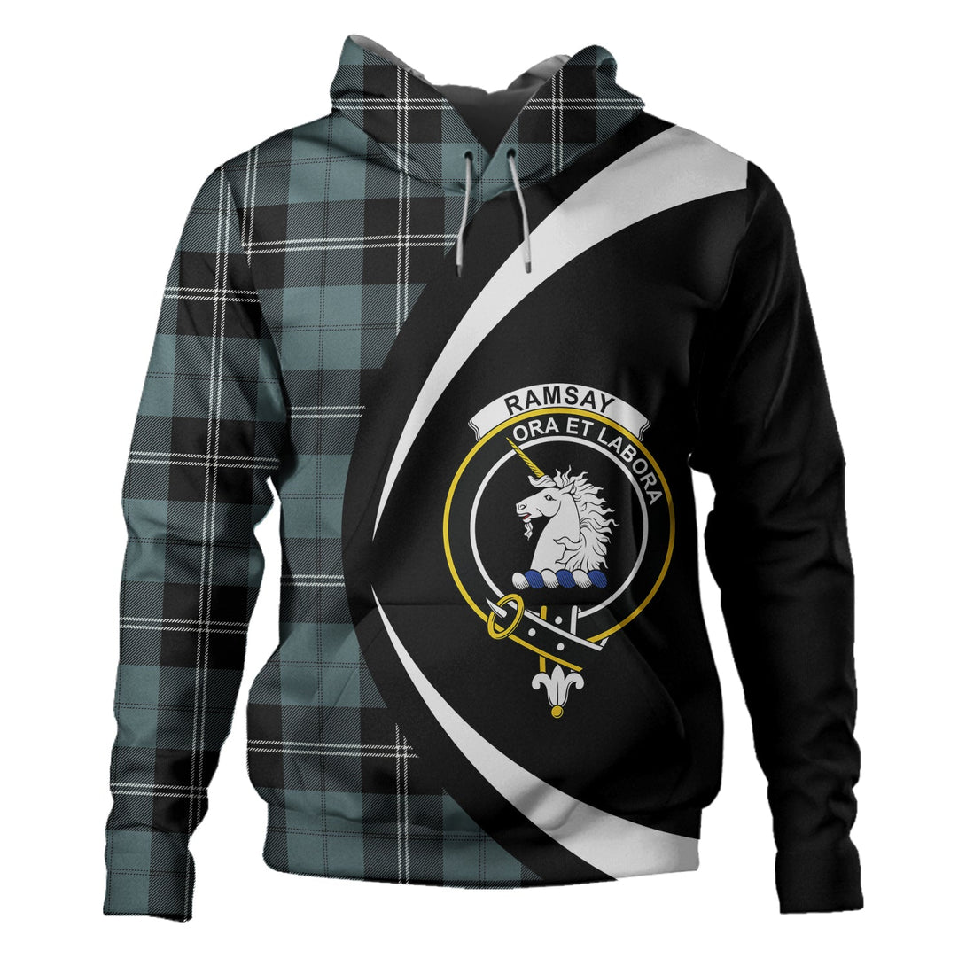 Ramsay Blue Weathered Clan Badge Tartan Hoodie Circle Style