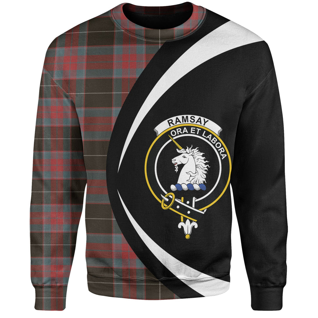 Ramsay Green Weathered Clan Badge Tartan Sweatshirt Circle Style Personalized