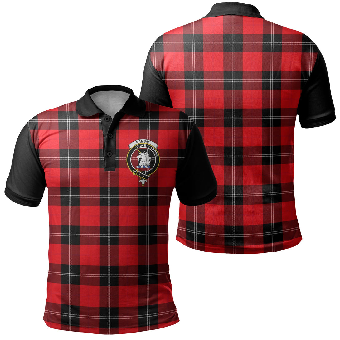 Ramsay Modern Tartan Crest Polo Shirt Black Neck 1 Style