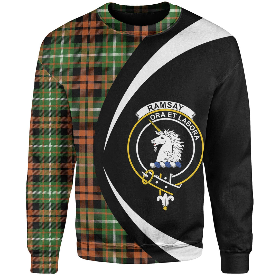 Ramsay Orange Ancient Clan Badge Tartan Sweatshirt Circle Style Personalized