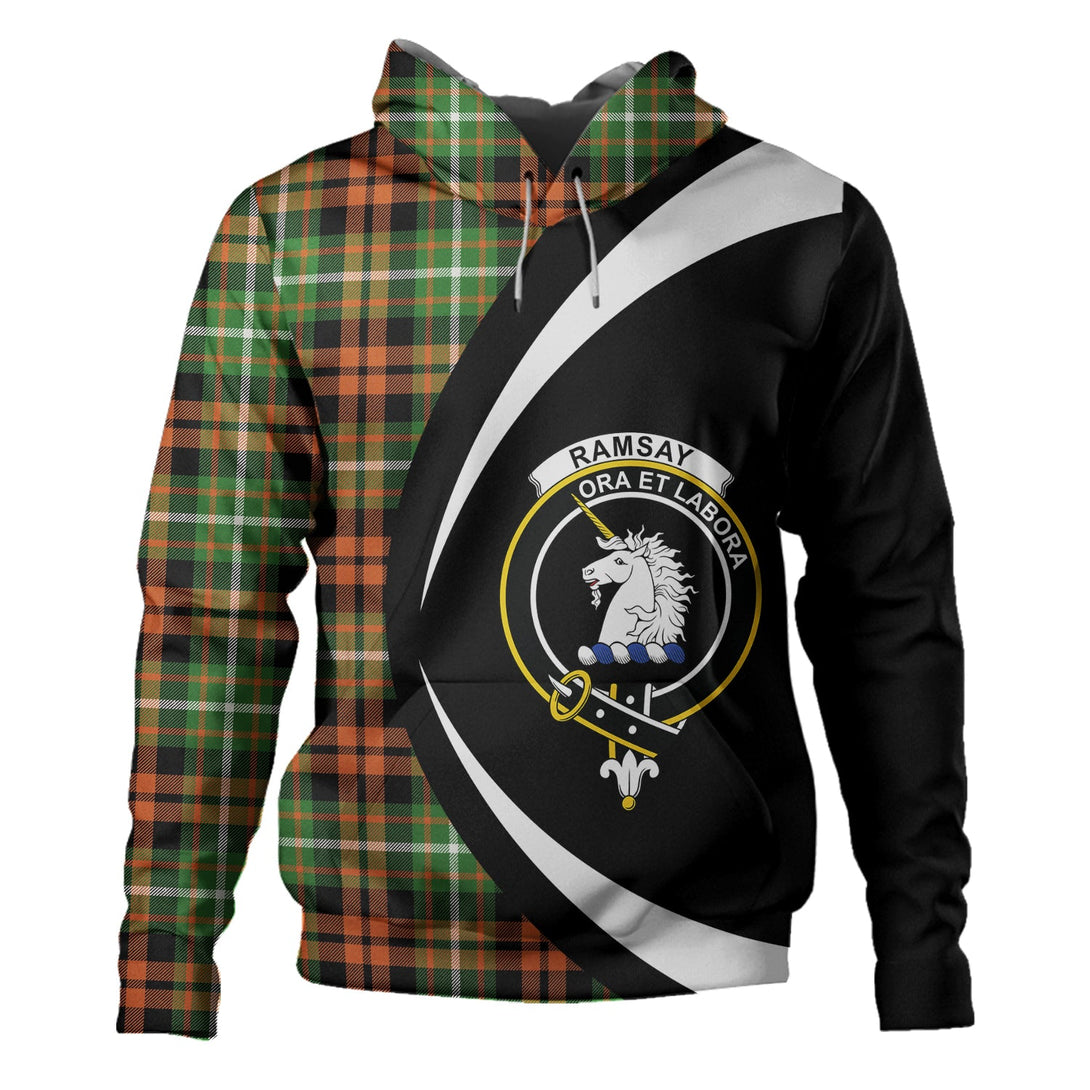 Ramsay Orange Ancient Clan Badge Tartan Hoodie Circle Style