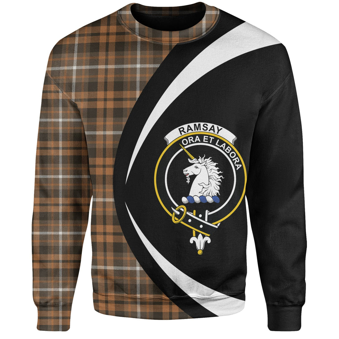 Ramsay Orange Weathered Clan Badge Tartan Sweatshirt Circle Style Personalized