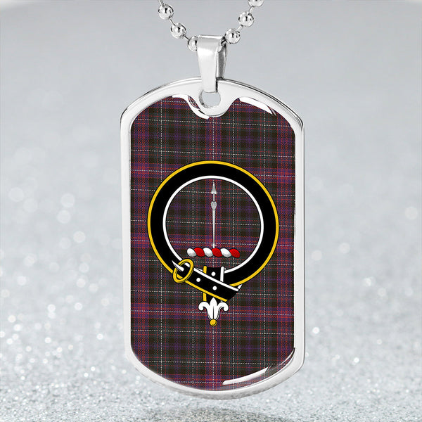 Rankin / Rankine Weathered Clan Badge Classic Tartan Dog Tag Necklace