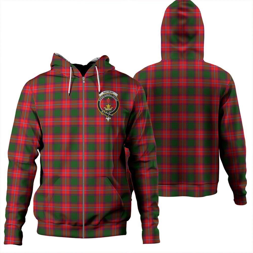 Rattray Modern Tartan Classic Crest Zipper Hoodie