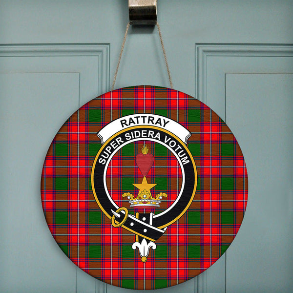 Rattray Modern Tartan Classic Crest Round Wooden Sign