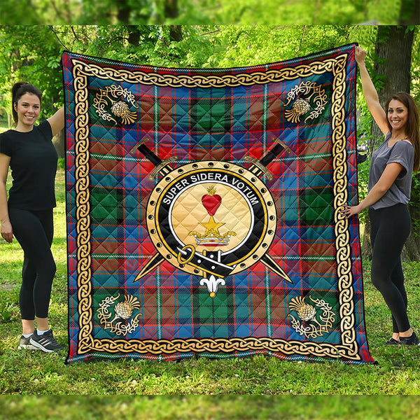 Rattray of Lude Ancient Clan Badge Tartan Premium Quilt Celtic Shield