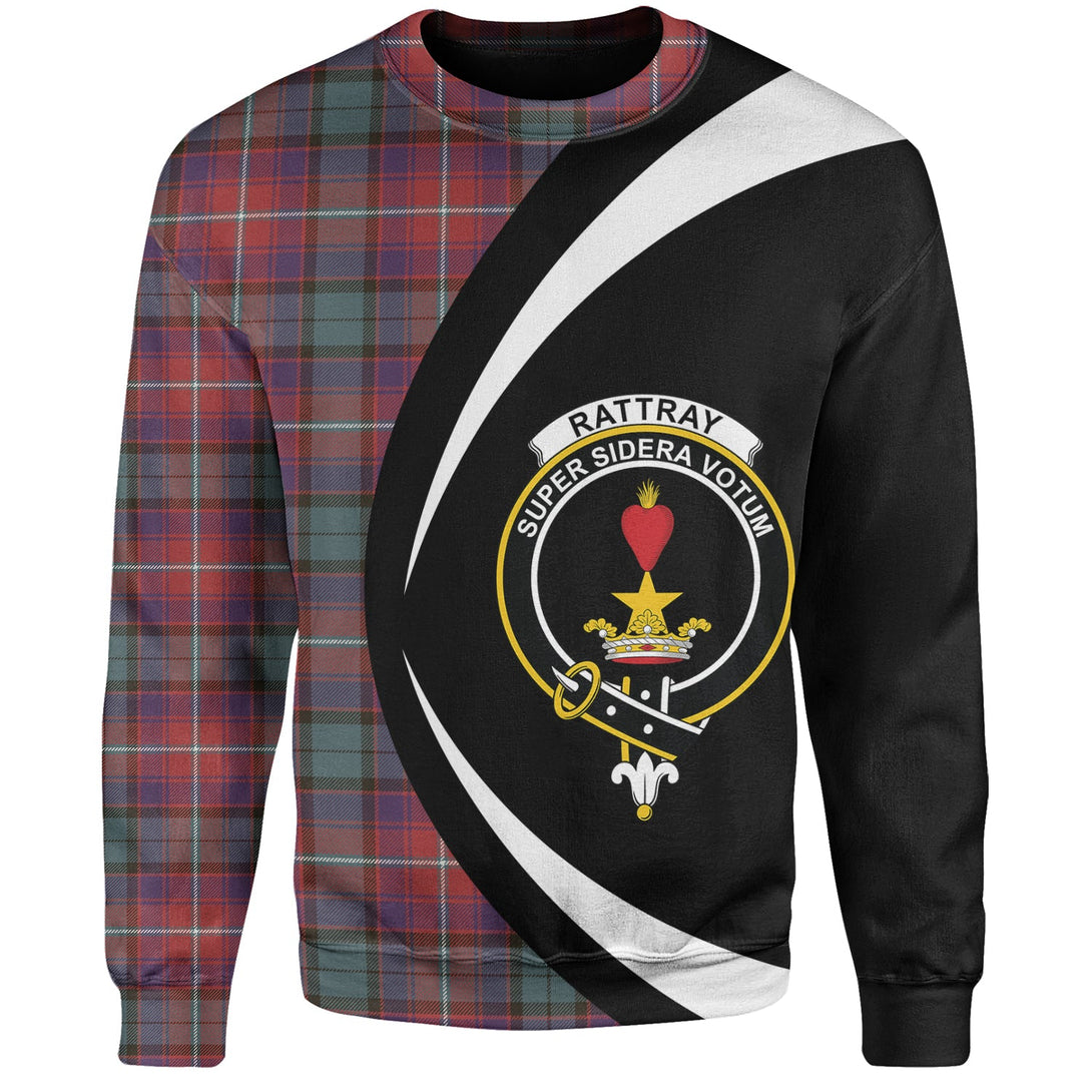 Rattray of Lude Weathered Clan Badge Tartan Sweatshirt Circle Style Personalized