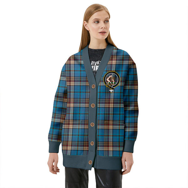 Renton Ancient Clan Badge Tartan V-neck Cardigan