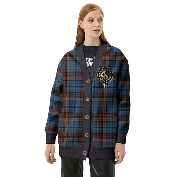 Renton Modern Clan Badge Tartan V-neck Cardigan