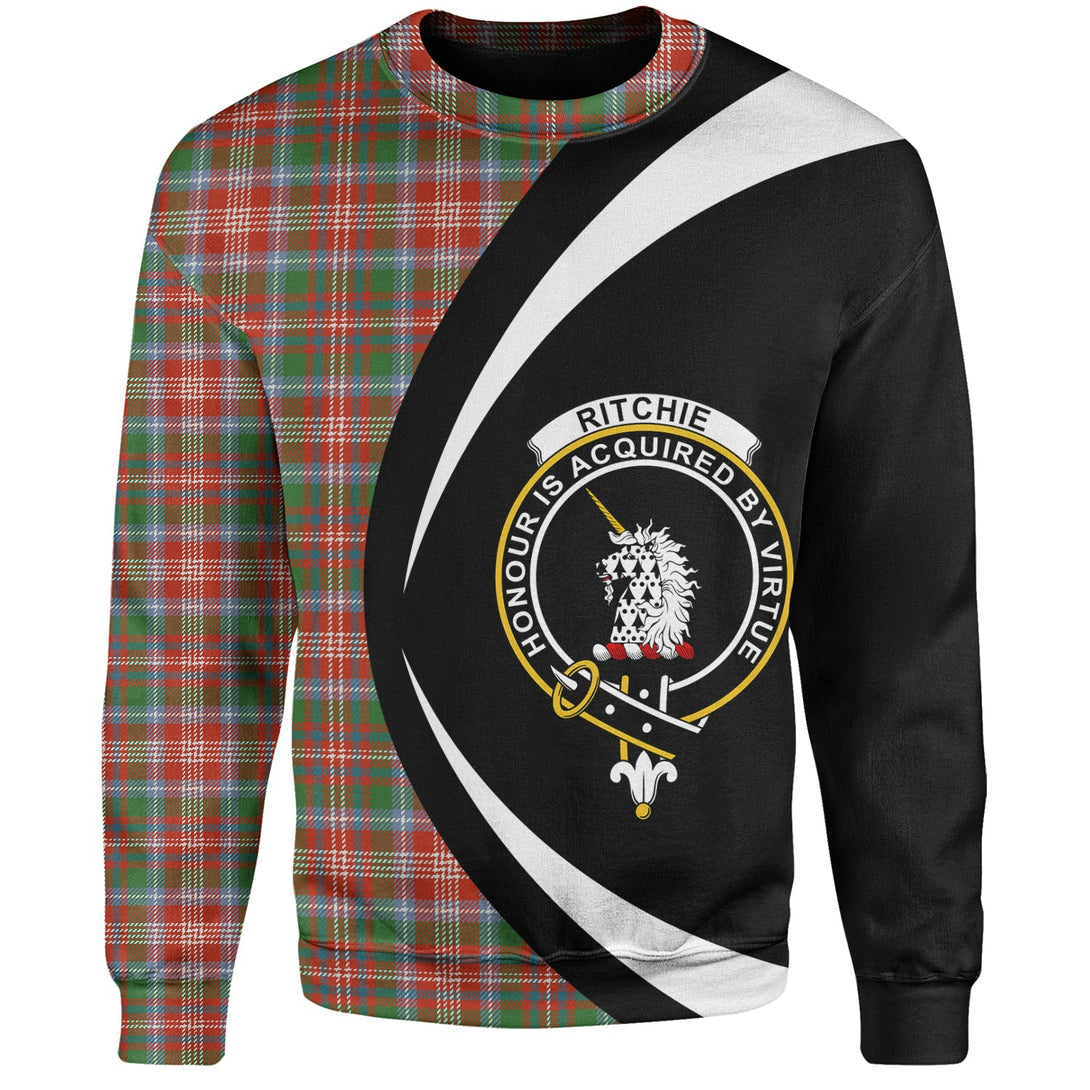 Ritchie Ancient Clan Badge Tartan Sweatshirt Circle Style Personalized