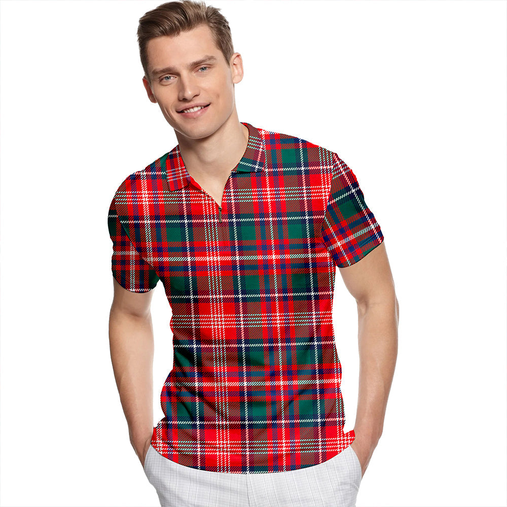 Ritchie Modern Tartan Classic Lapel Zip Short Sleeve Polo