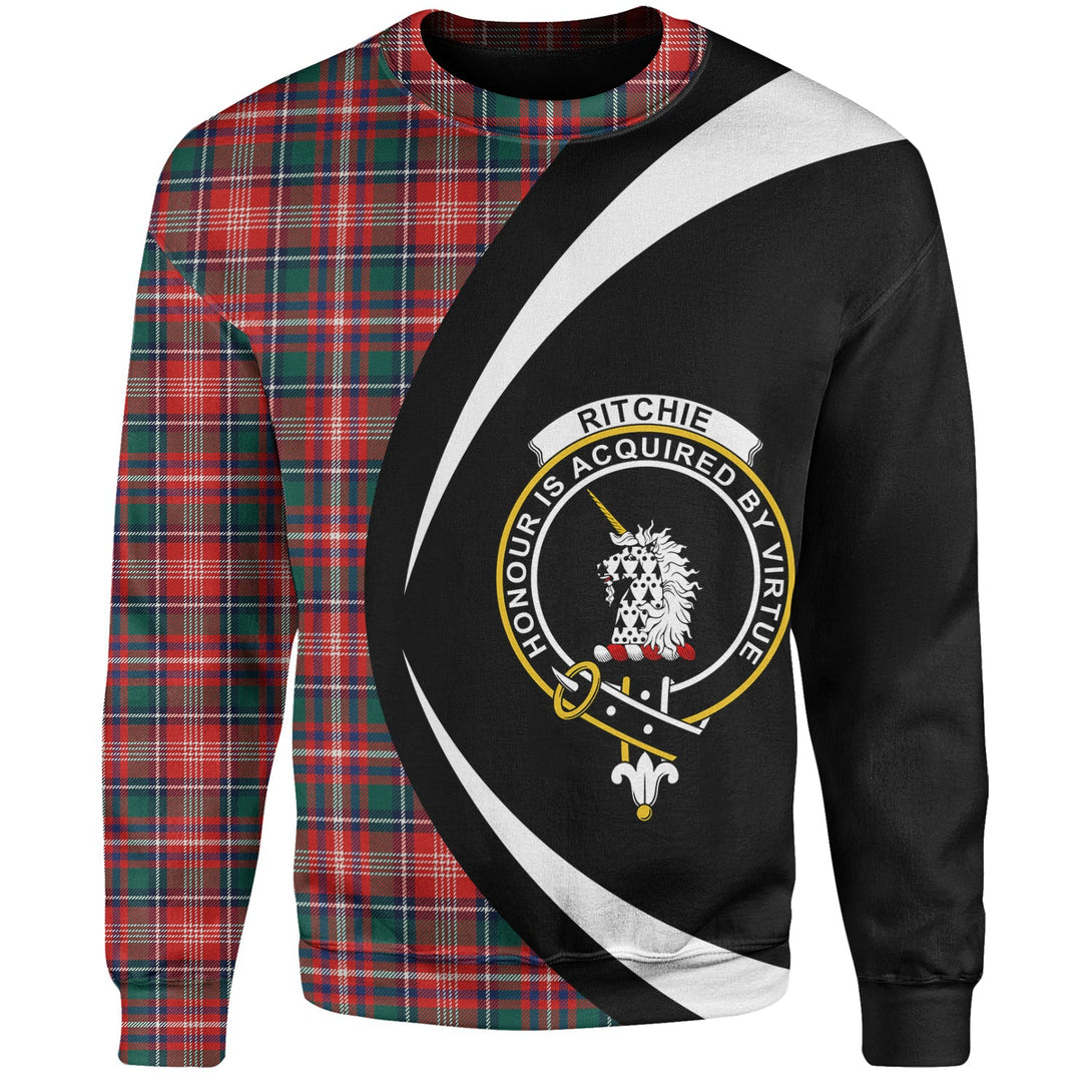 Ritchie Modern Clan Badge Tartan Sweatshirt Circle Style Personalized