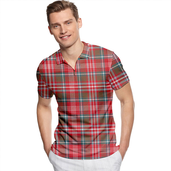 Ritchie Weathered Tartan Classic Lapel Zip Short Sleeve Polo