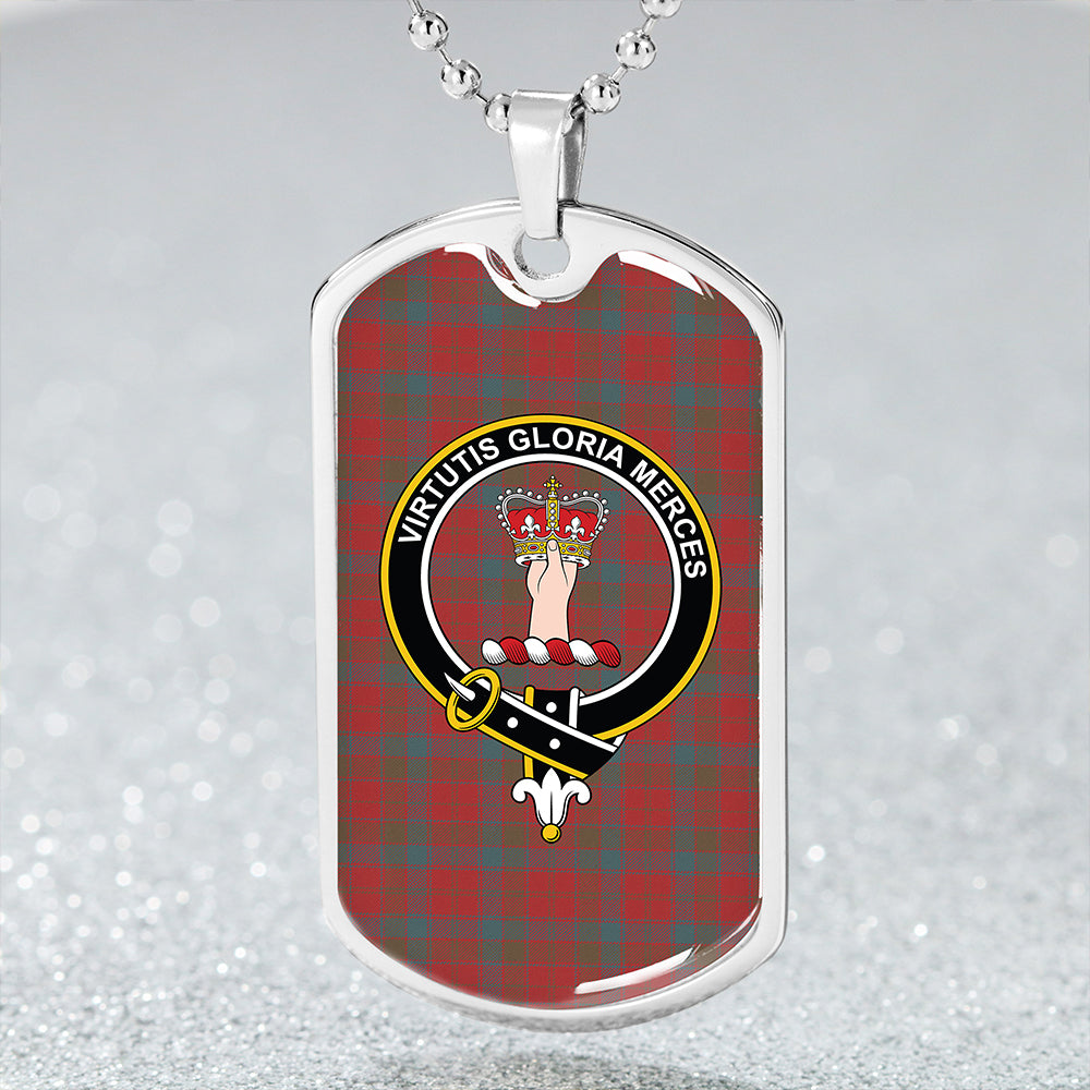 Robertson 1819 Weathered Clan Badge Classic Tartan Dog Tag Necklace