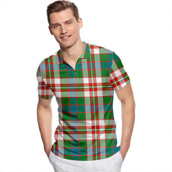 Robertson Dress Ancient Tartan Classic Lapel Zip Short Sleeve Polo