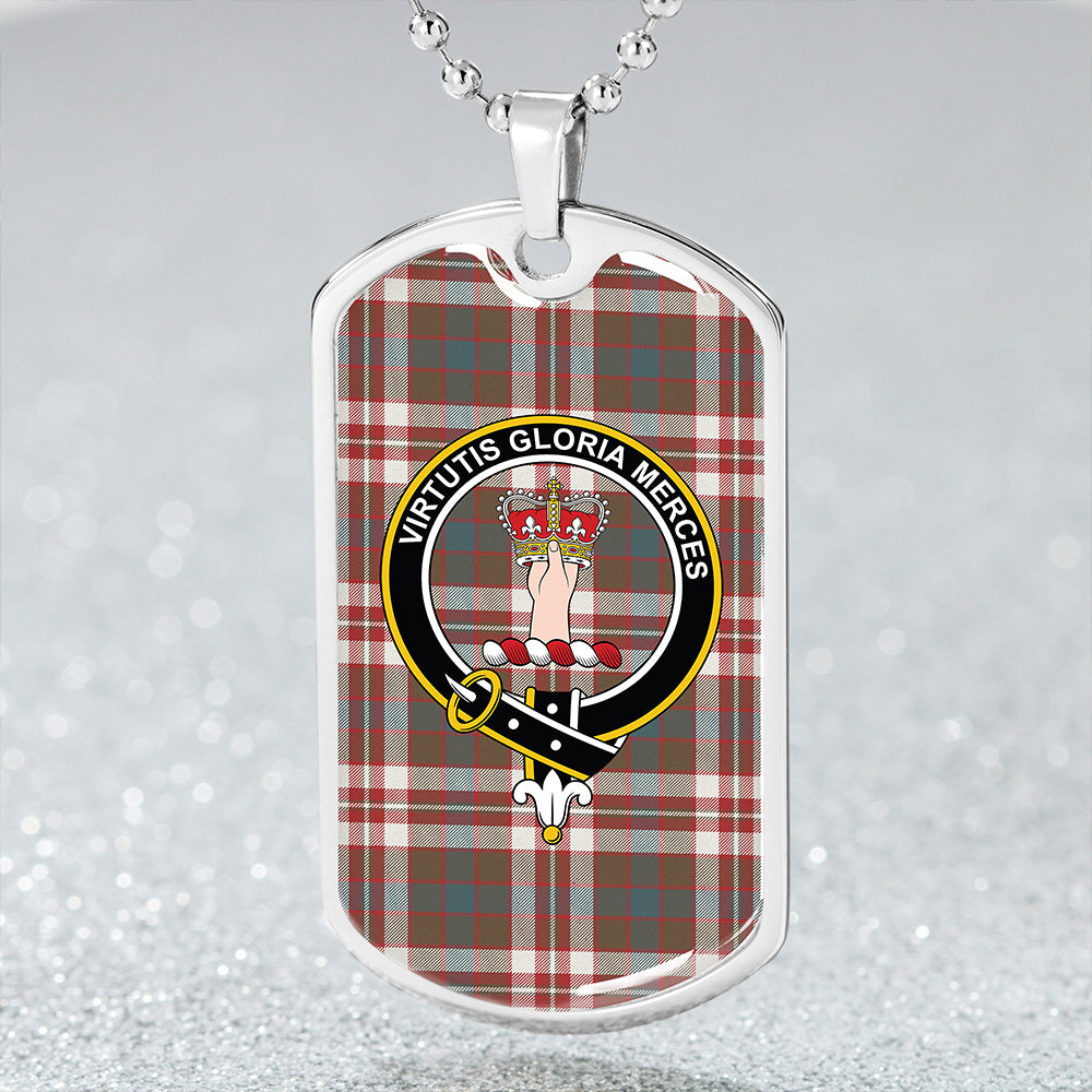 Robertson Dress Weathered Clan Badge Classic Tartan Dog Tag Necklace