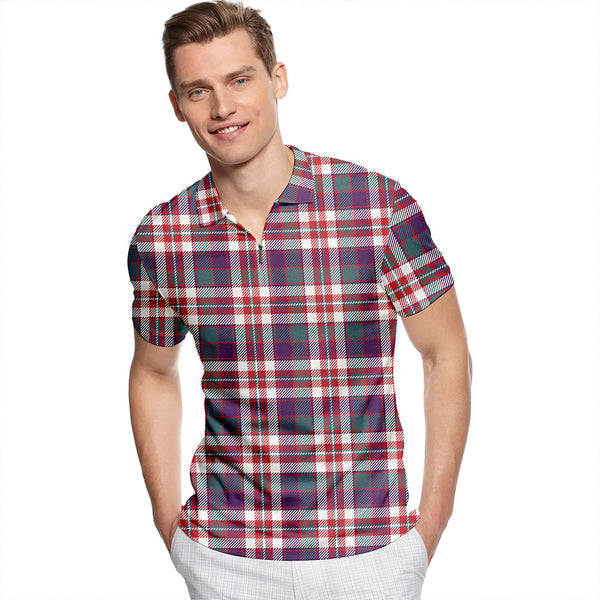 Robertson Dress #2 Weathered Tartan Classic Lapel Zip Short Sleeve Polo