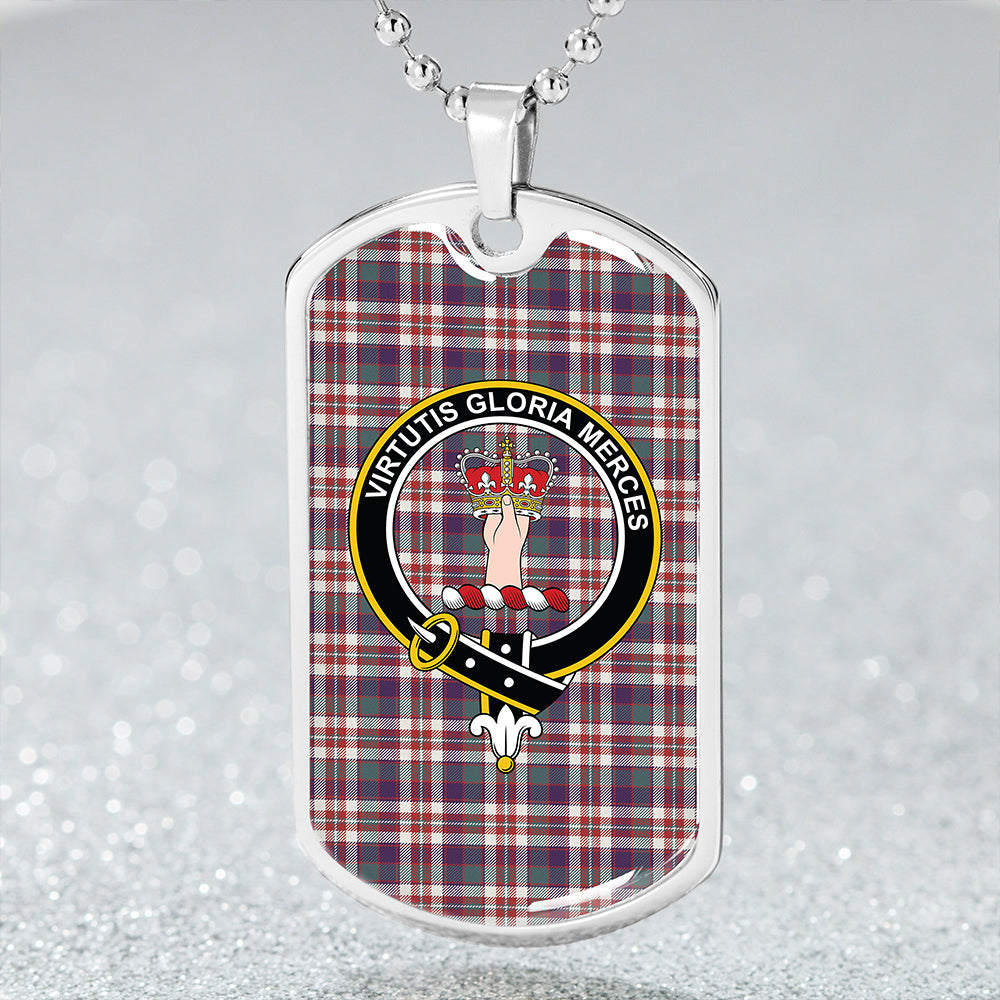 Robertson Dress #2 Weathered Clan Badge Classic Tartan Dog Tag Necklace