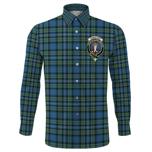 Robertson Hunting Ancient Tartan Classic Crest Long Sleeve Button Shirt