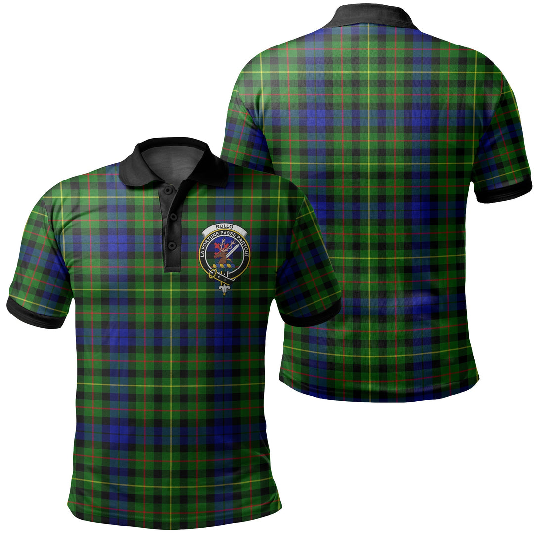 Rollo Modern Tartan Crest Polo Shirt Black Neck 2 Style