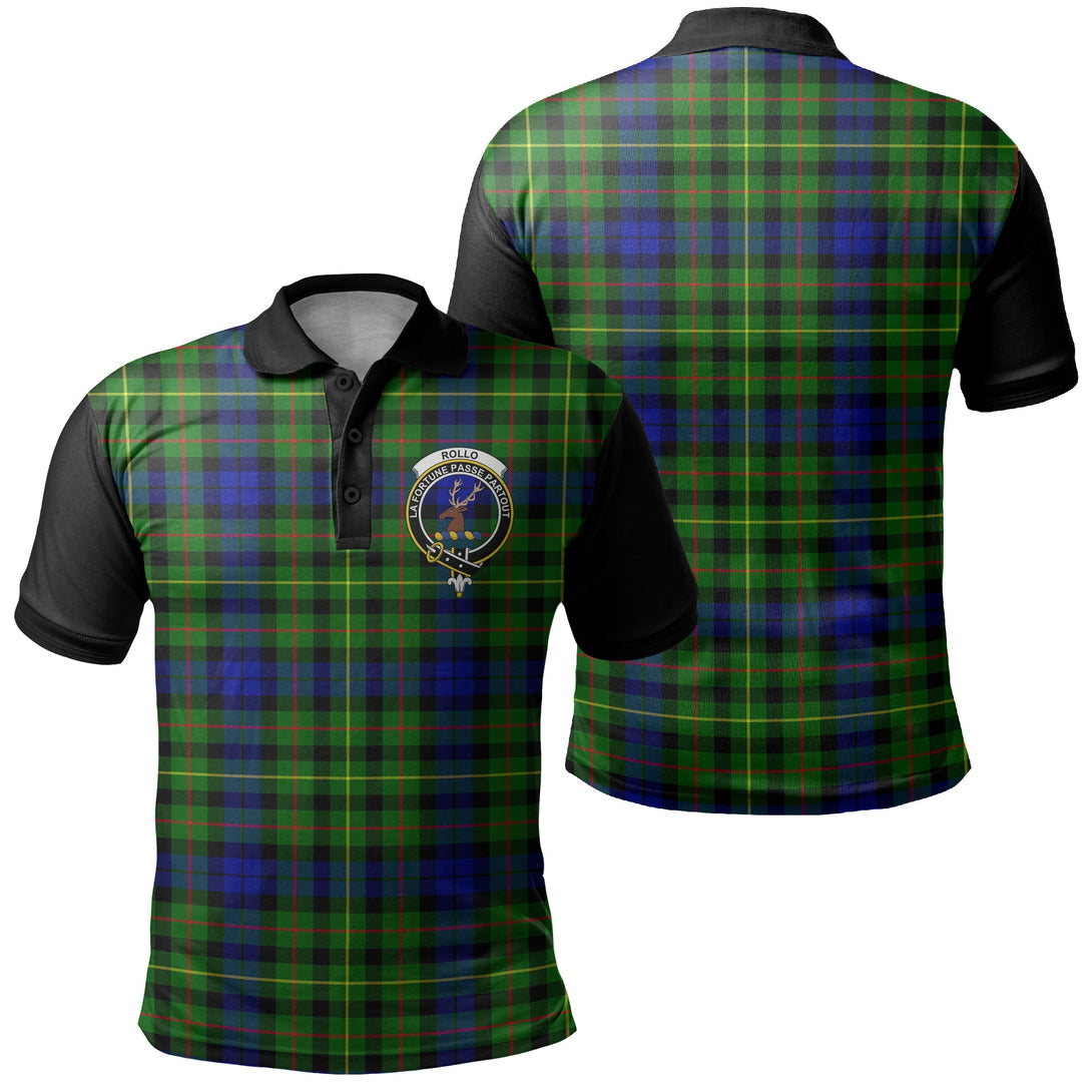 Rollo Modern Tartan Crest Polo Shirt Black Neck 1 Style