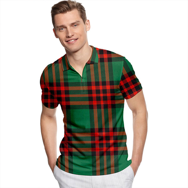 Romsdal Norway Ancient Tartan Classic Lapel Zip Short Sleeve Polo