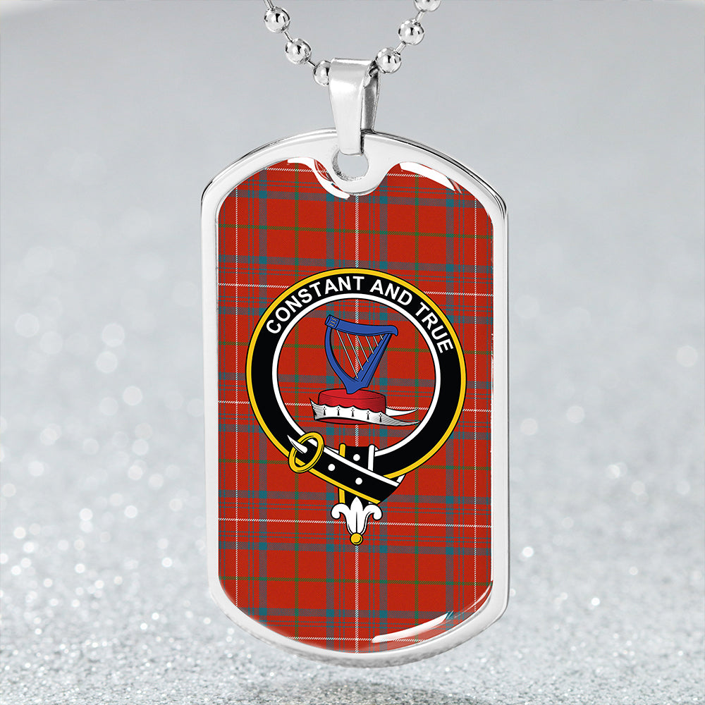 Rose Ancient Clan Badge Classic Tartan Dog Tag Necklace