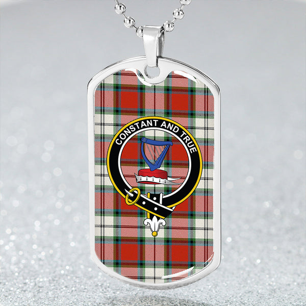 Rose Dress Ancient Clan Badge Classic Tartan Dog Tag Necklace