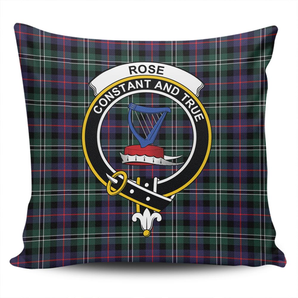 Rose Hunting Modern Tartan Classic Crest Pillow Cover