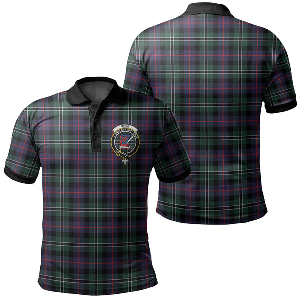 Rose Hunting Modern Tartan Crest Polo Shirt Black Neck 2 Style