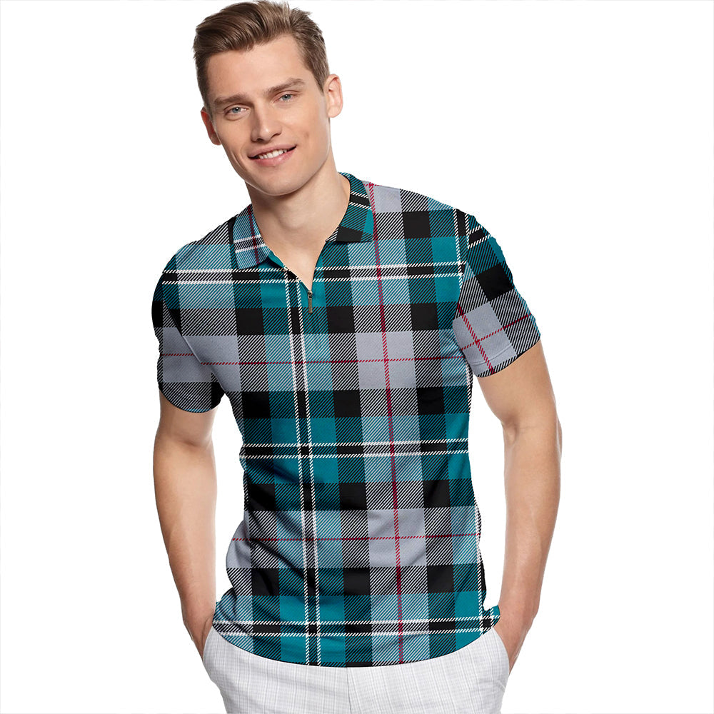 Rose Hunting #2 Modern Tartan Classic Lapel Zip Short Sleeve Polo