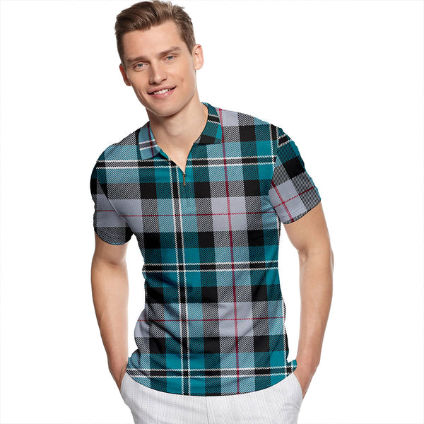 Rose Hunting #2 Modern Tartan Classic Lapel Zip Short Sleeve Polo