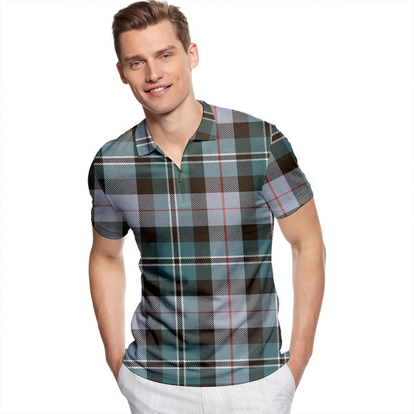 Rose Hunting #2 Weathered Tartan Classic Lapel Zip Short Sleeve Polo