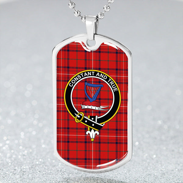 Rose Modern Clan Badge Classic Tartan Dog Tag Necklace