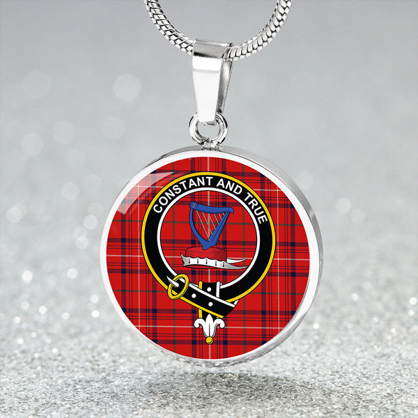 Rose Modern Clan Badge Tartan Classic Circle Necklace