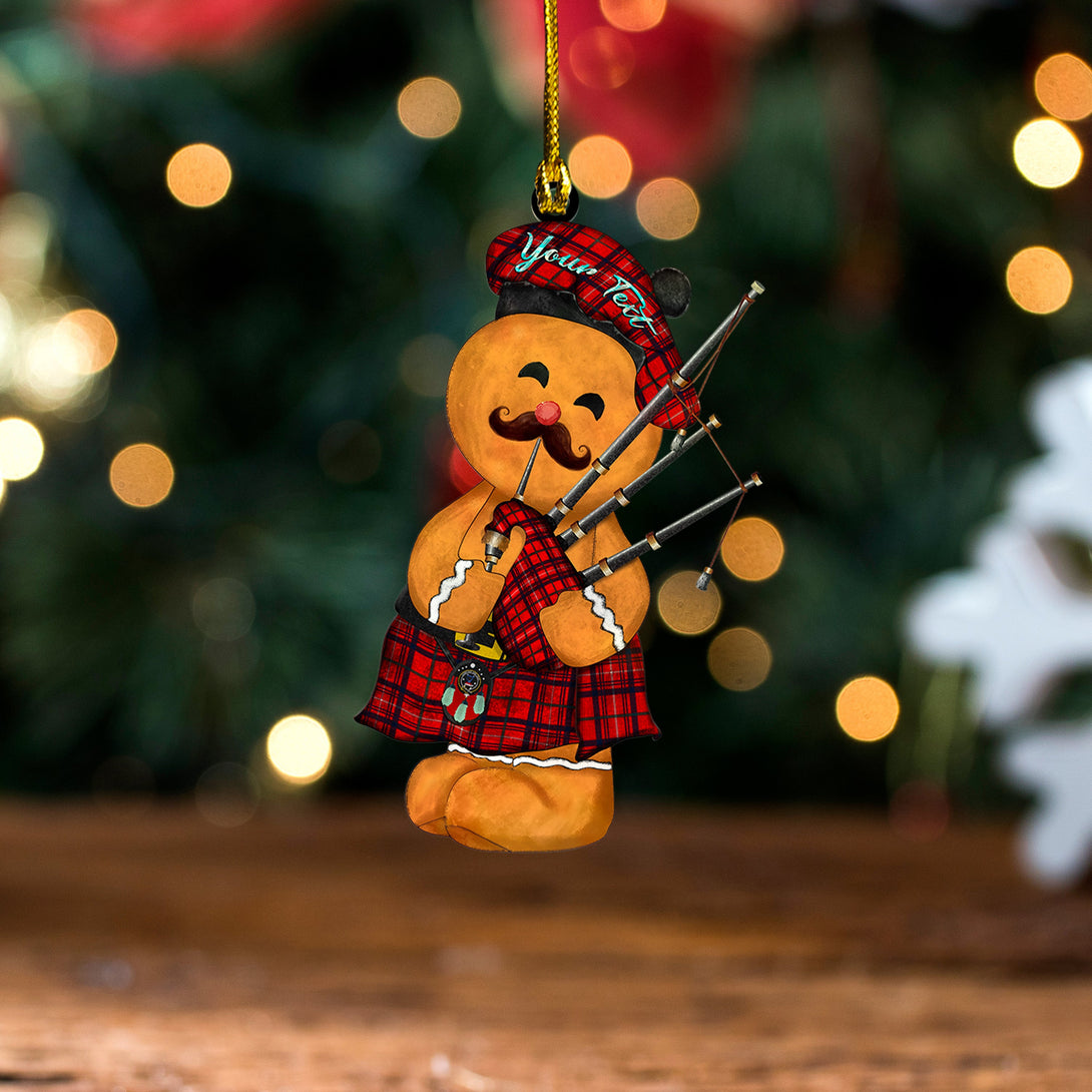 Rose Modern Clan Badge Tartan Wood Acrylic Ornament Gingerbread Bagpipe Personalized