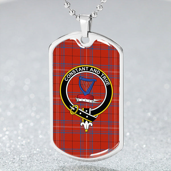 Rose of Kilravock Ancient Clan Badge Classic Tartan Dog Tag Necklace