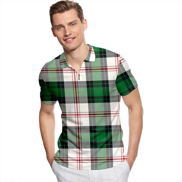 Ross Arisaid Ancient Tartan Classic Lapel Zip Short Sleeve Polo