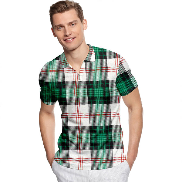 Ross Arisaid Modern Tartan Classic Lapel Zip Short Sleeve Polo