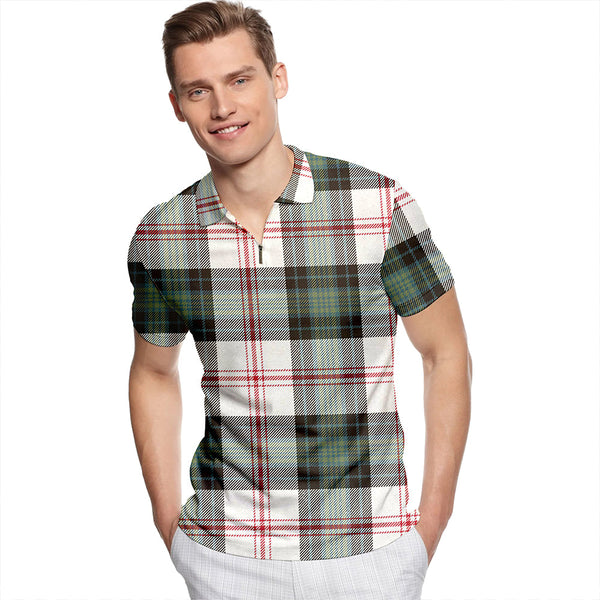 Ross Arisaid Weathered Tartan Classic Lapel Zip Short Sleeve Polo