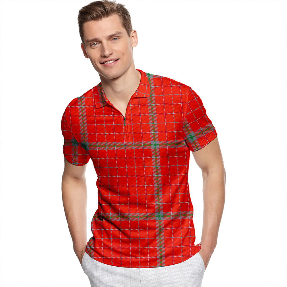 Ross David Modern Tartan Classic Lapel Zip Short Sleeve Polo