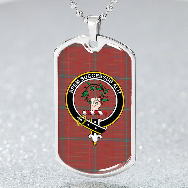 Ross David Weathered Clan Badge Classic Tartan Dog Tag Necklace