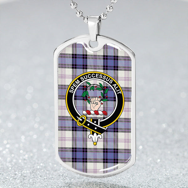 Ross Dress Blue Ancient Clan Badge Classic Tartan Dog Tag Necklace