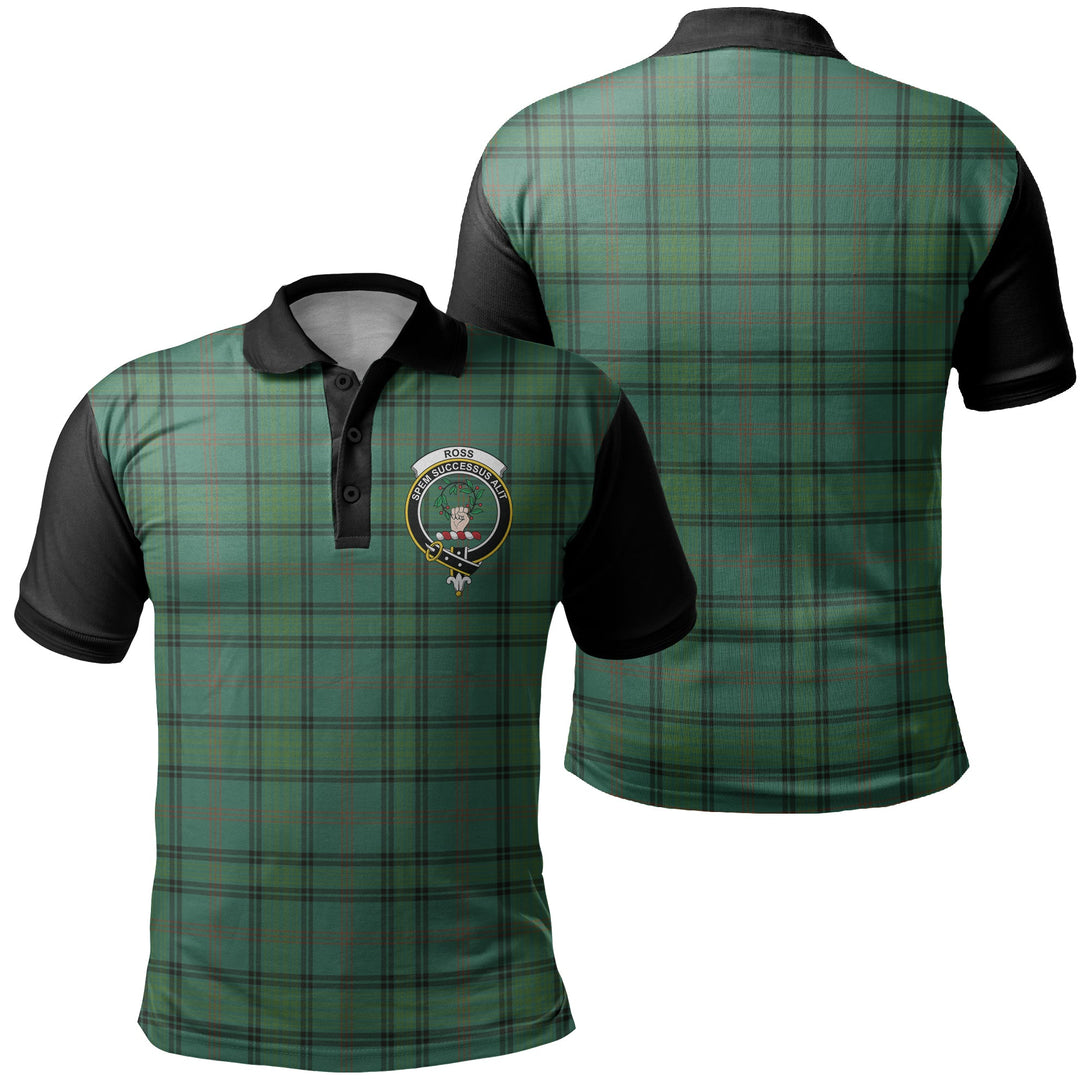 Ross Hunting Ancient Tartan Crest Polo Shirt Black Neck 1 Style