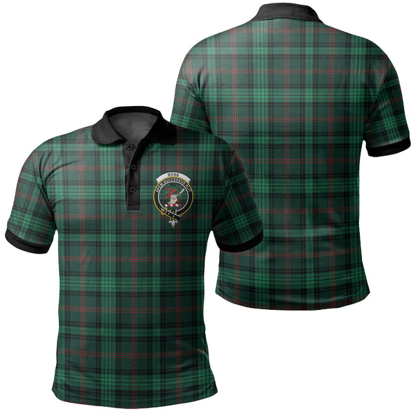 Ross Hunting Modern Tartan Crest Polo Shirt Black Neck 2 Style